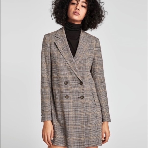 Zara Jackets & Blazers - Zara Plaid Oversized Double Breasted Blazer size Medium